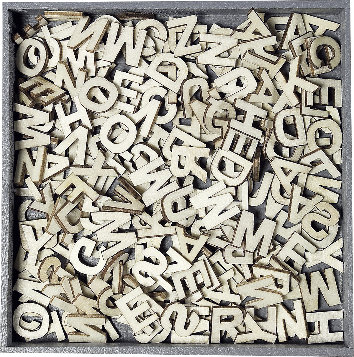 Wooden ornament box motif letters 190 pcs